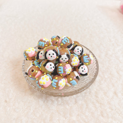 DIY ハンドメイド パーツ ビーズ（通し穴付）全20色 丸小 ビーズ手芸 パーツ 材料 素材 デコレーション ハンドメイドパーツ プラ プラスチック クリア 通し穴 アクセサリー