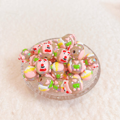 DIY ハンドメイド パーツ ビーズ（通し穴付）全20色 丸小 ビーズ手芸 パーツ 材料 素材 デコレーション ハンドメイドパーツ プラ プラスチック クリア 通し穴 アクセサリー