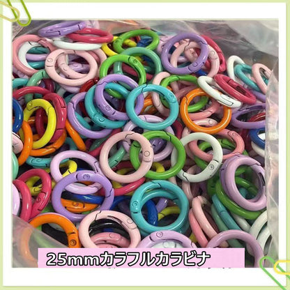 DIY カラビナ　25ｍｍカラフルミックス キーホルダー用 丸カン パーツ
