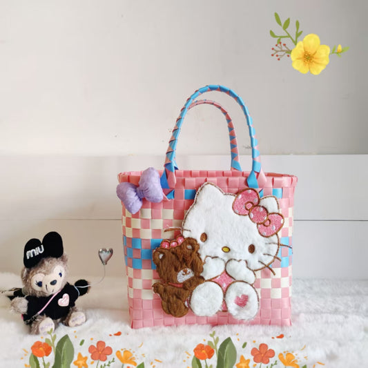 BAG-010 カバン　可愛い　白猫　ハンドバッグ