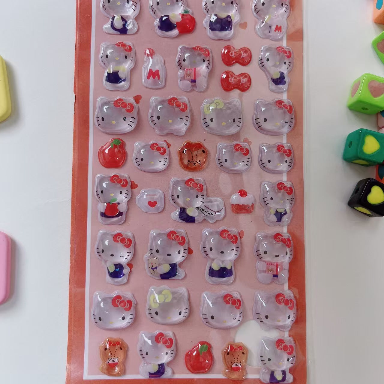 TZ-08女の子3D立体浮彫りシール 8枚セット