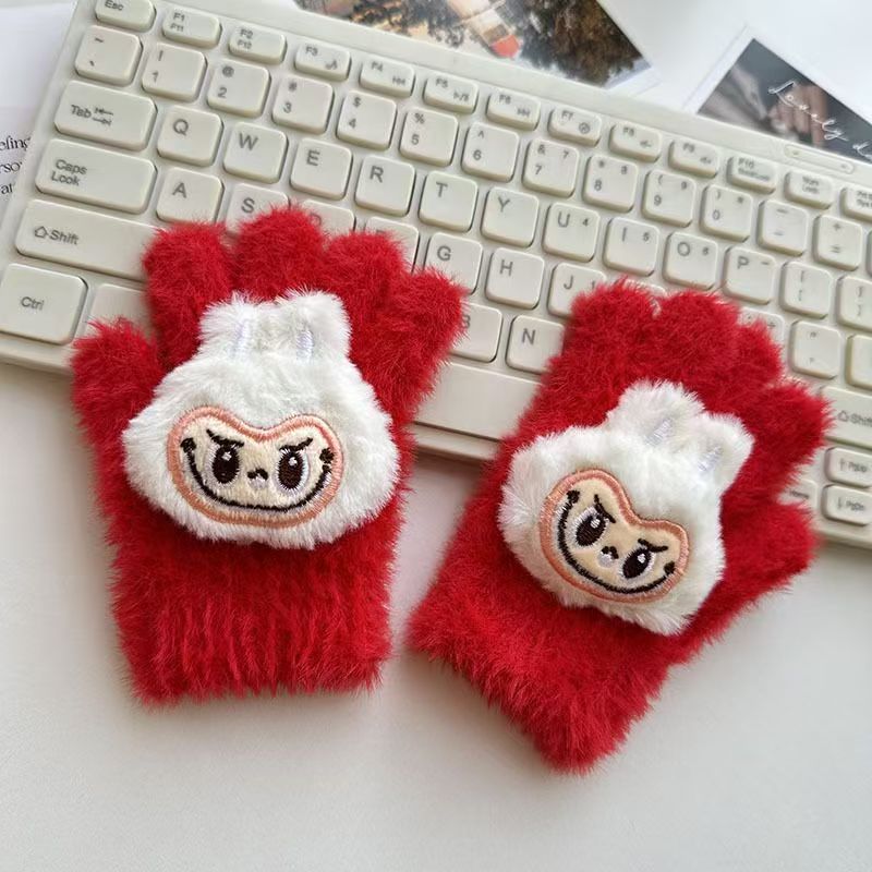 ST-01 新型ラブ手袋ドリルクール冬の保温親子ヒップホップニット学生少女分指手袋