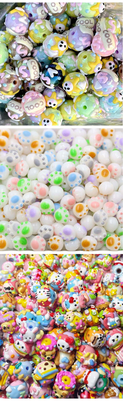 DIY ハンドメイド パーツ ビーズ（通し穴付）全20色 丸小 ビーズ手芸 パーツ 材料 素材 デコレーション ハンドメイドパーツ プラ プラスチック クリア 通し穴 アクセサリー
